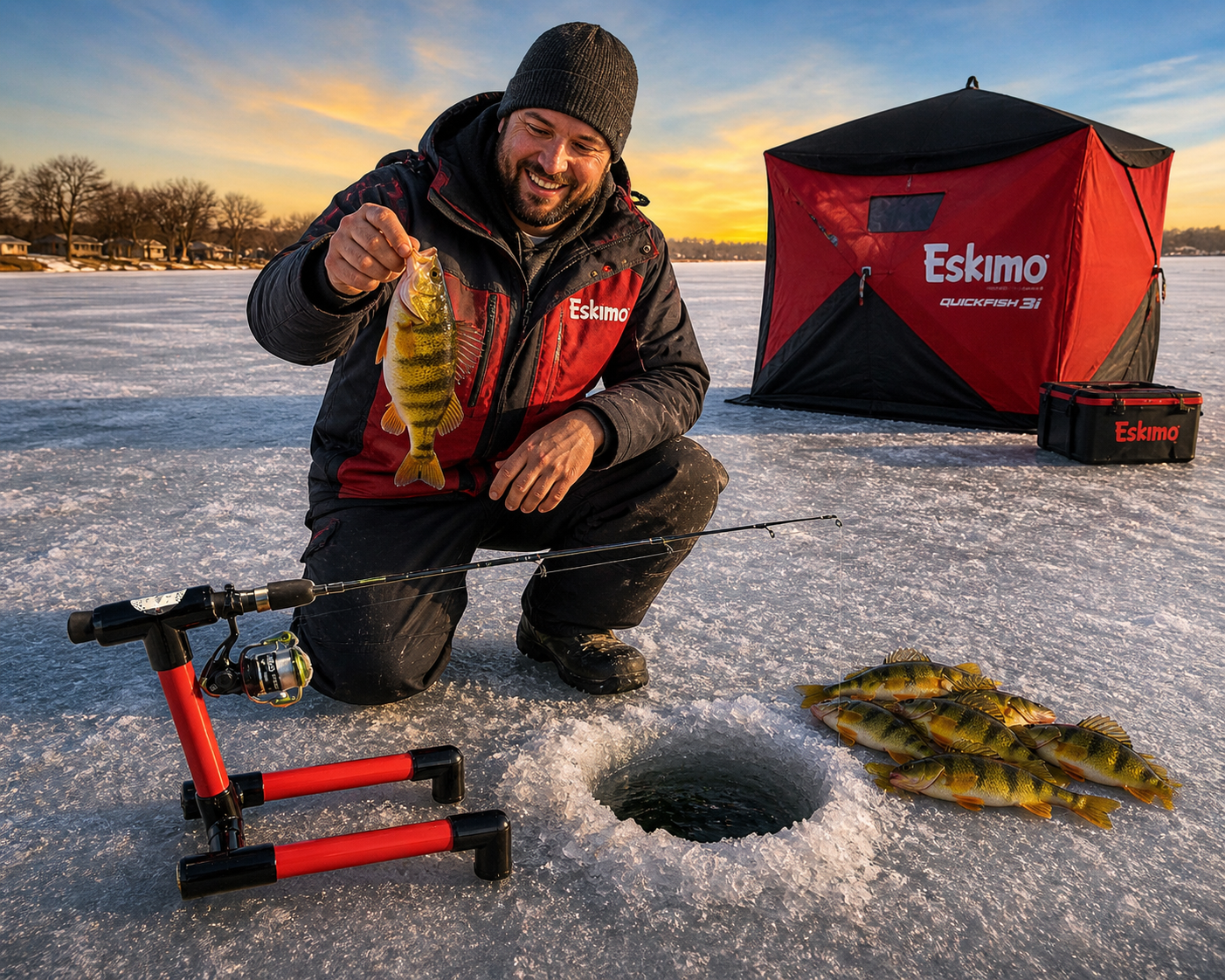 Ice Fishing Rod Holder. The Eskimo! Shipping Included! – Papas Fish Tales